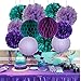 Mermaid Party Supplies/16pcs Mermaid Party Decorations Teal Purple Lavender Tissue Pom Pom Paper Lantens Honeycomb Ballls Frozen Theme Party Supplies Teal Mermaid Baby Shower Decorations