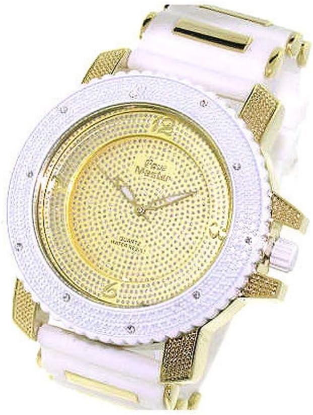 VOOXOO New Design Mens Rhinestone Golden/White Retro Punk Watch With Silicone Bullet Band