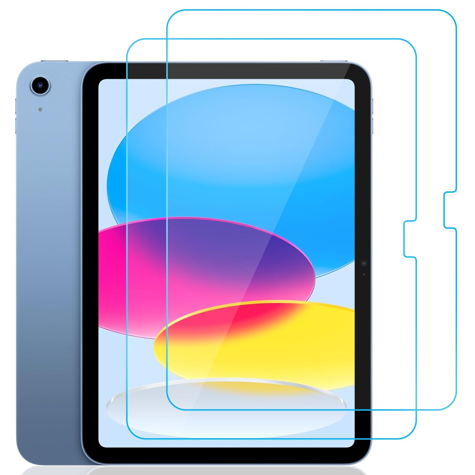 Whioltl 2 Pack Screen Protector for iPad 10 (10.9-Inch, 2022 Model, 10th Generation), 9H Tempered Glass Film Compatible with iPad 10, Scratch Resistant, 99.99% HD Clarity, Shockproof, Case friendly