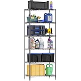 FDW 6-Shelf Adjustable,Storage Shelves Wire Shelving Shelving Unit Metal Shelves Storage Shelf,13" D x 23" W x 59" H,Black