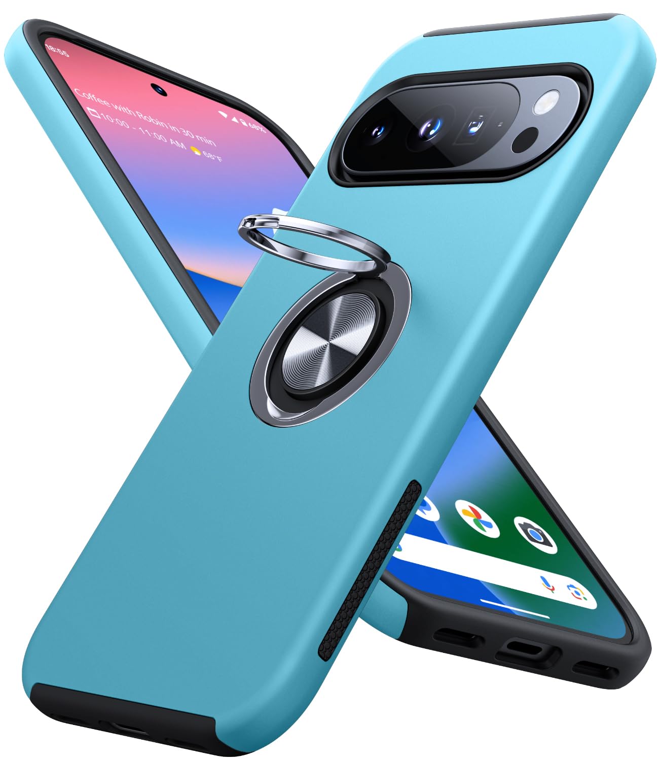 Photo 1 of JAME for Google Pixel 10 Case/Pixel 10 Pro Case, Slim Fit Military Grade Shockproof Cover with Metal Ring Holder Stand Kickstand Protective Phone Case for Google Pixel 10/10 Pro 6.3", Sierra Blue