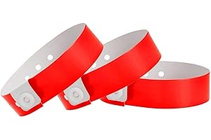 100 WristCo Neon Red Premium Multi-Layer Vinyl Wristbands for Events – Extended Wear, Tamper-Proof, Stronger Plastic – Bracel