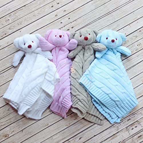 Knit Baby Bear Lovey Monogram Baby Lovie Personalized