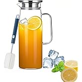 1.5 L Glass Pitcher with Lid Water Jug, Juice Jug, Glass Iced Tea Pitchers, Water Filter Pitcher for Coffee, Milk, Cold or Hot Beverages
