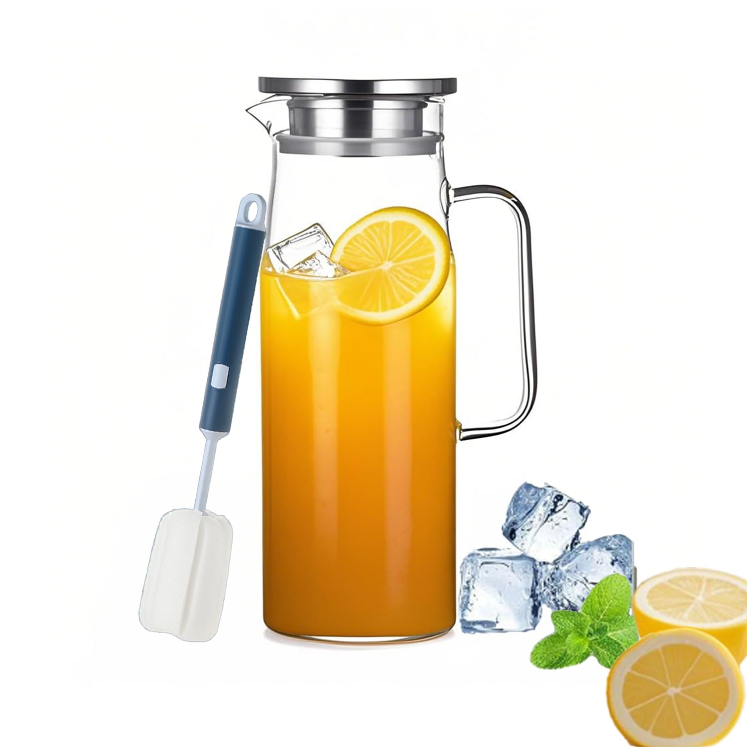 Photo 1 of 1.5 L Glass Pitcher with Lid Water Jug, Juice Jug, Glass Iced Tea Pitchers, Water Filter Pitcher for Coffee, Milk, Cold or Hot Beverages