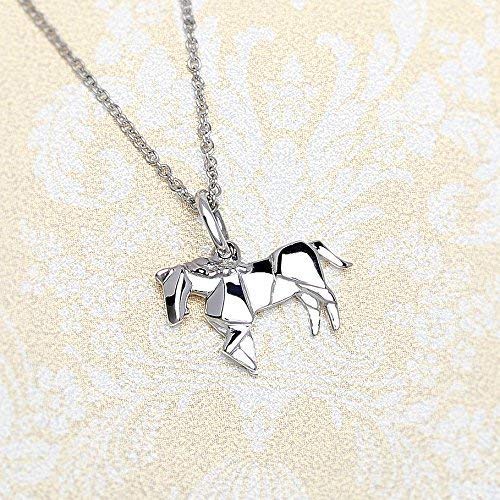 Amazoncom Sterling Silver Origami Horse Charm Necklace By
