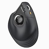 ProtoArc Vertical Wireless Trackball Mouse, EM05 NL Bluetooth Ergonomic Rollerball Mouse Rechargeable Computer Laptop Thumb M