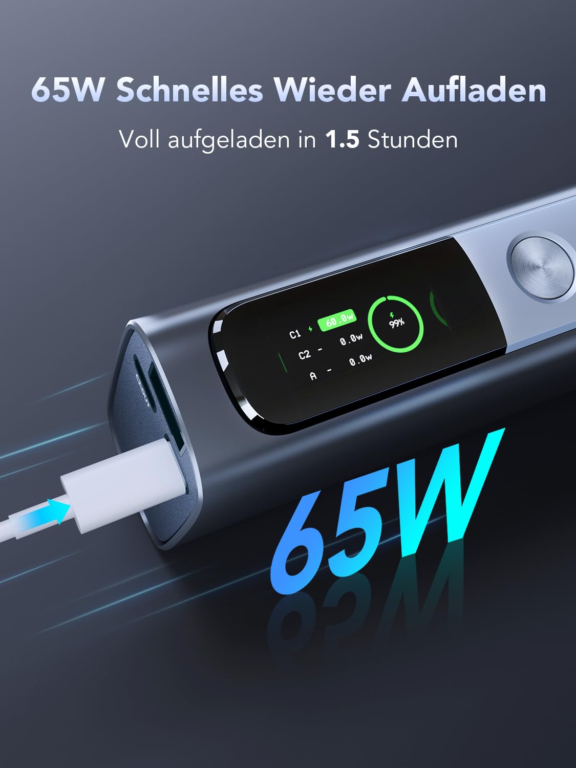 XDIGI 20000mAh Powerbank 130W Max Schnellladung, USB-C PD 3.1 Externer Handyakkus, Digitaldisplay, Kompatibel mit iPhone 16/15/14/13, Samsung Galaxy, MacBook Pro, Dell und mehr 8