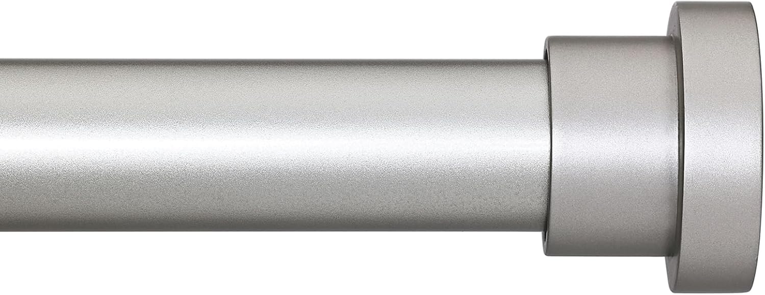 Window Treatment Hardware - Briofox Silver Curtain Rods for Windows 48 To 84 Inch, 1 Inch Heavy Duty Adjustable Curtain Rod With Modern Decorative End Cap Finials