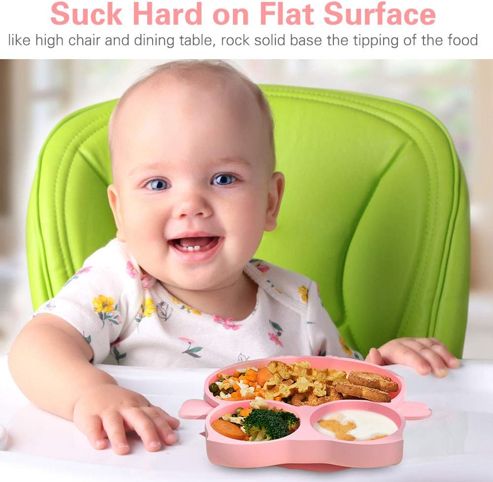 Adapte Au Lave Vaisselle Et Au Four A Micro Ondes Mini Napperon En Assiette Antiderapante Ventouse Pour Bebe Vaisselle Portable Placemat Enfant Migimi Assiettes En Silicone Pour Bebes Rose Le Repas De Bebe Bebe