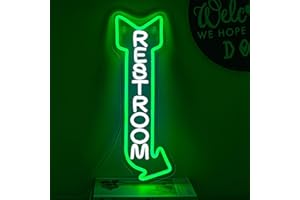 Alkkign Restroom Neon Sign for Wall Decor Toilet Neon Light Arrow Led Neon Signs White Green LED Neon Lights Bathroom Led Sign for Restroom Hotel Bar(Right Arrow)