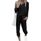 Ekouaer Pajamas Set Long Sleeve Pj Sets 2 Piece Jogger Pajama Sets Soft Sleepwear Loungewear for Women