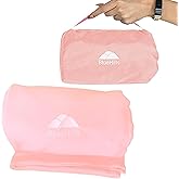 BlueHills Ultra Compact Travel Blanket Pillow in Portable Bag Case Soft with Strap Backpack Clip Premium Cozy Soft Compact Pack Large Blanket for Airplane Flight Layover - (Pink C006, 70 x 56 inch)