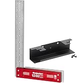 Woodpeckers Precision Woodworking Square, 12 Inch, Stainless Steel, USA Made, Feature Packed Square, Self Standing, Shoulder Lip, Scribing Notches