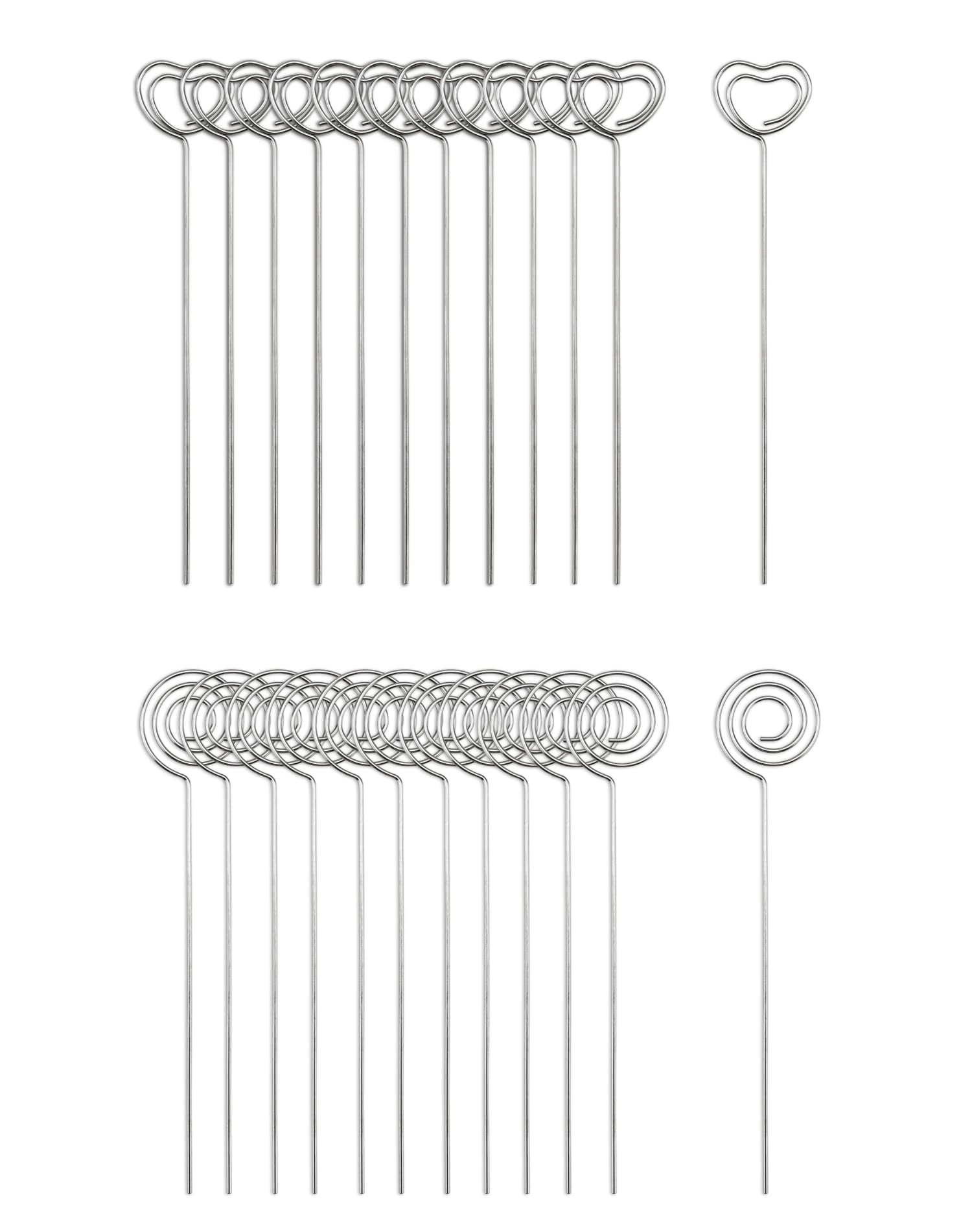 QWORK® 60Pcs Memo Clip Note Card Holder, Metal Wire Clip Heart & Circle Shape for Wedding Party Cake Decoration