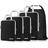 Gonex Compression Packing Cubes, Expandable Storage Travel Luggage Bags Organizers with Laundry Bag (Black)