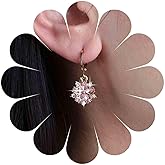 Yheakne Vintage Crystal Flower Dangle Earrings Purple Rhinestone Flower Drop Earrings Gold Flower Huggie Hoop Earrings Cz Flower Floral Earrings Jewelry for Women