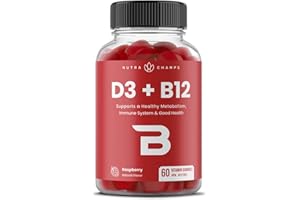 Vitamin D3 & Vitamin B12 | Methyl B12 Gummies for Adults & Kids | Enhanced with Vitamin D 3 & B9 Vitamin Folate | Natural Ene