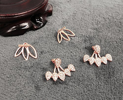Suyi Fashion Hollow Lotus Flower Earrings Crystal Simple Chic Stud Earrings Set BRG