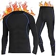 SIMIYA Thermal Underwear Set for Men Long Johns with Fleece Lined Base Layer for Workout Skiing Running Hiking Navy Blue