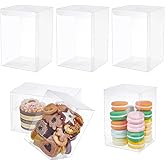 BENECREAT 10pcs Clear Favor Box 4x4x6 Inches Plastic Gift Packing Box for Candy Choclate and Dessert, Baby Shower Party Treats, Valentine Festival Gift Packaging