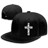Jesus Christ Hats Mens Snapback Flat Bill Brim Hats for Men Snap Backpack Dad Life Jesus Christian Crosses Baseball Cap