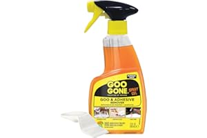 Goo Gone Adhesive Remover Spray Gel, Removes Chewing Gum, Grease, Tar, Stickers, Labels, Tape Residue, Oil, Blood, Lipstick, Mascara, 12 oz with Sticker Lifter