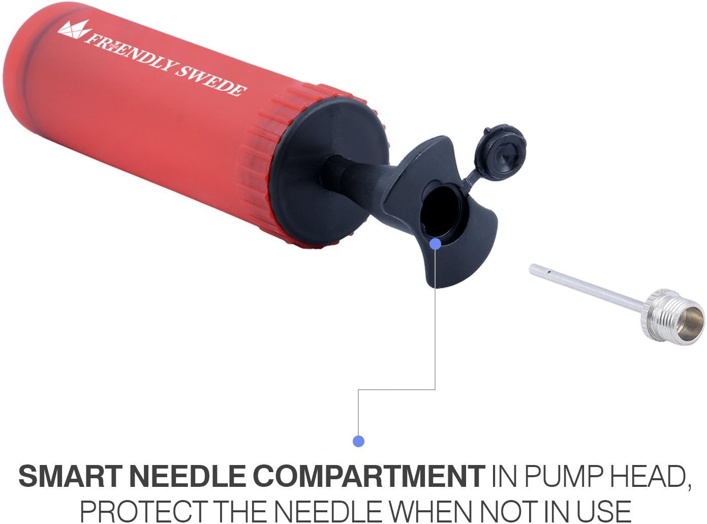 The Friendly Swede Sports Ball Pump (3 Pack), Needles and Nozzles Included (Blue + Green + Red) : Sports & Outdoors