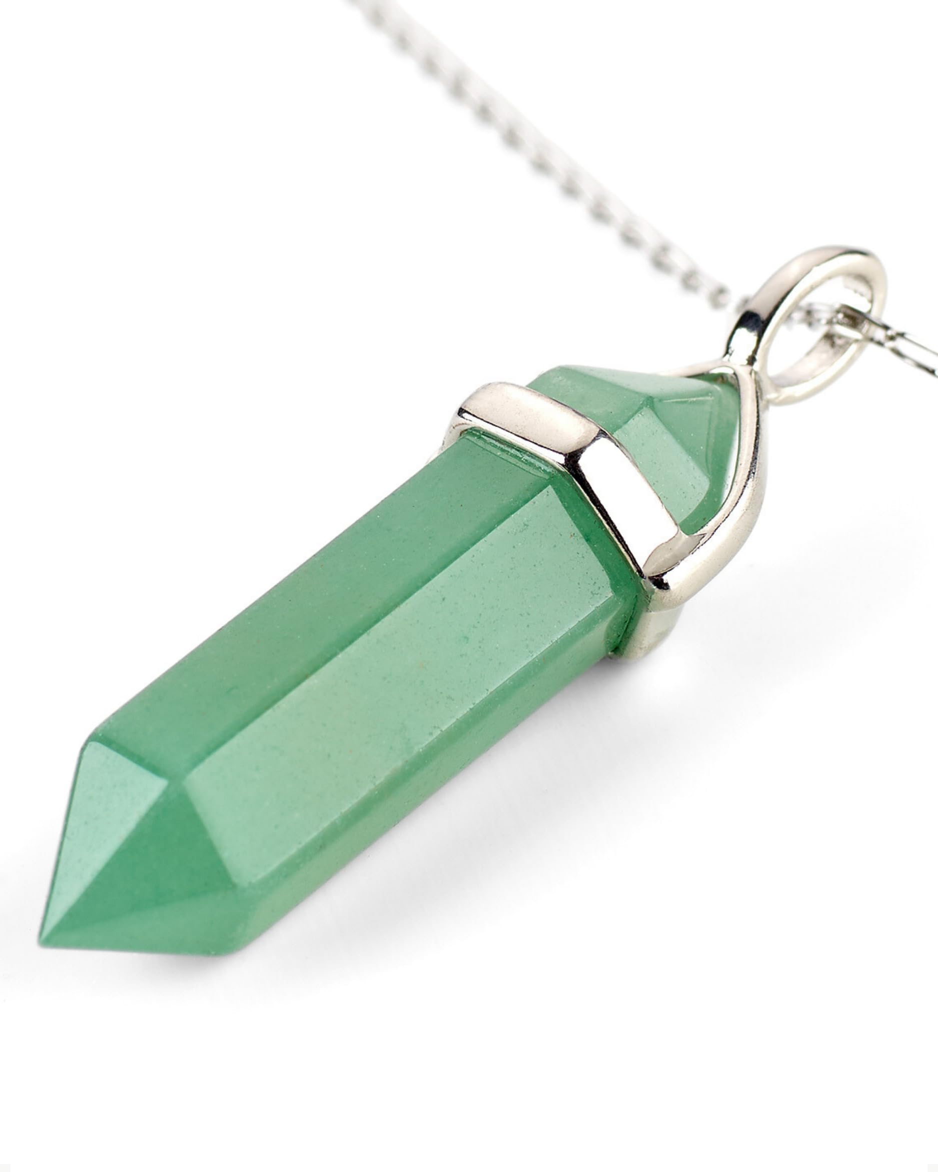 LAVISA Obelisk Gemstone Necklace, Pendant, Genuine Crystal Chain, Necklace, Rose Quartz, Amethyst, Natural Stone - 55 + 5 cm, Stainless Steel, Amethyst, Quartz