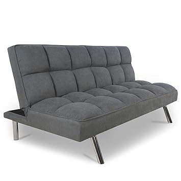 Homestyle4u 1897, Schlafsofa Sofa mit Bettfunktion Klappbar, Schlafcouch Grau Stoff Weich