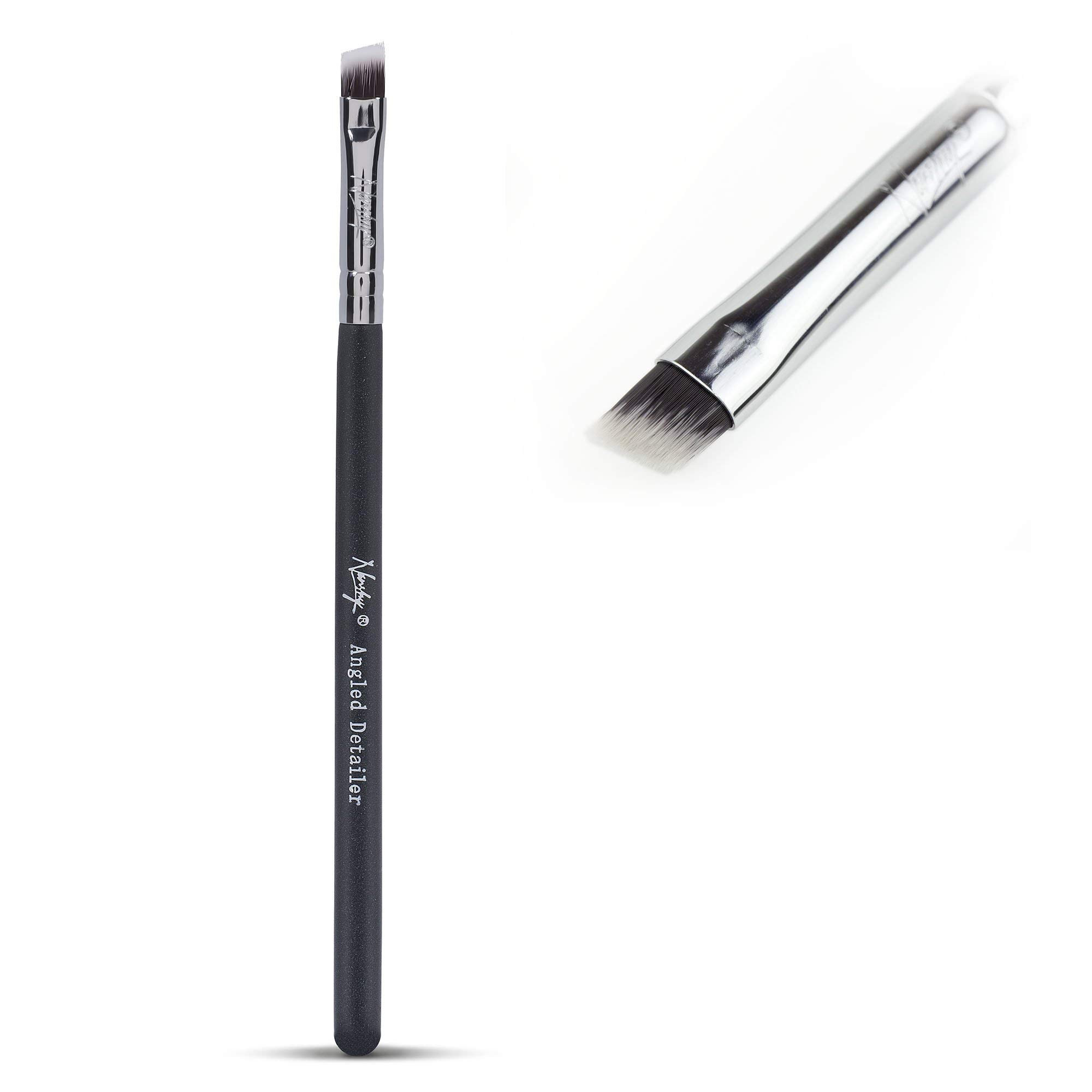 Nanshy Angled Brush for Eye Brows & Angled Eyeliner Brush 2-in-1 Detailer Brow Tinting Brush - Thin Fine Line Multi Function Eyebrow Brush with Precision Fine Angle Tip - Vegan & Cruelty-Free Eye Brushes - Black