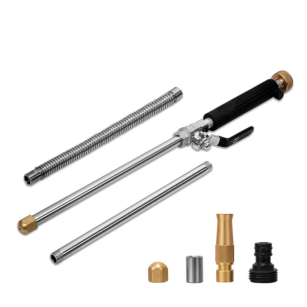Photo 1 of *****MISSING PIECES/ ONLY 2 ATTCHMENTS***** Hydro Jet High Pressure Power Washer-high pressure cleaning tool Extra Long Extendable Wand,Flexible Water Hose Universal Nozzle,Gutter Patio Car Pet Window Cleaning tool black