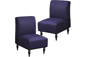 Jusmate Armless Accent Chair Cover Slipcover, Stretch Chair Slipper Super Fit Armless Chair Furniture Protector Cover Slipcover for Living Room Hotel (2 Pack, Navy)