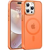 Newfuture Upgraded Magnetic for iPhone 15 Pro Max Case [Compatible with Magsafe] [Mil-Grade Protection], Pocket-Friendly, Slim Translucent Phone Case Cover for iPhone 15 Pro Max 6.7", Orange