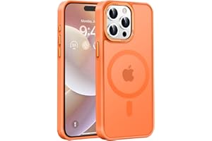 Newfuture Upgraded Magnetic for iPhone 15 Pro Max Case [Compatible with Magsafe] [Mil-Grade Protection], Pocket-Friendly, Slim Translucent Phone Case Cover for iPhone 15 Pro Max 6.7", Orange