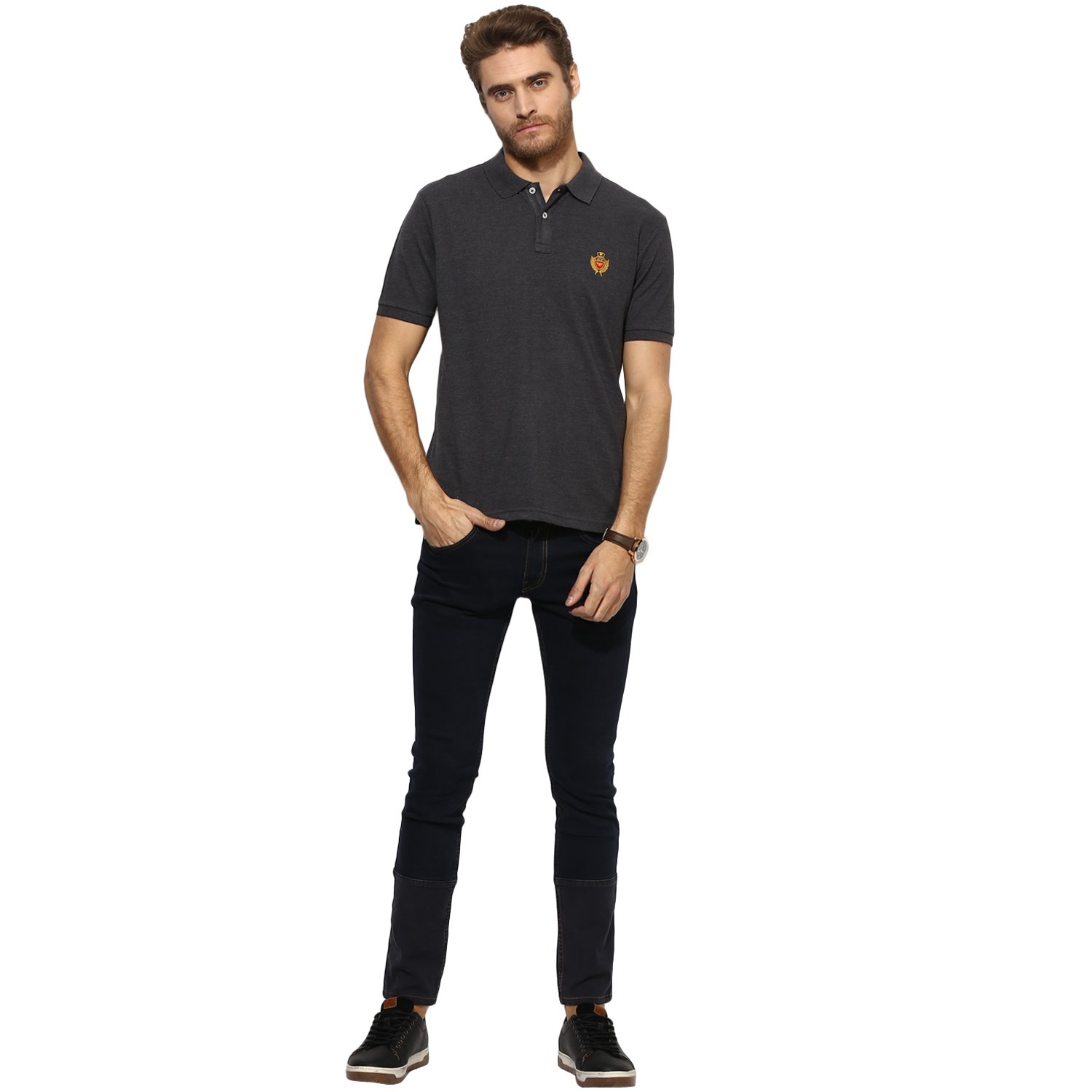 red tape men's solid regular fit t-shirt