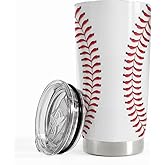 SANDJEST Baseball Tumbler Cup 20oz Stainless Steel Insulated Travel Mug Tumblers Cup Baseball Gift for Women Men Mom Gifts for Birthday Christmas