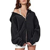 Dnzzs Womens Zip Up Hoodie Oversized Acid Wash Sweatshirts Heavyweight Fall Fashion Outfits Casual Jackets Winter Clothes