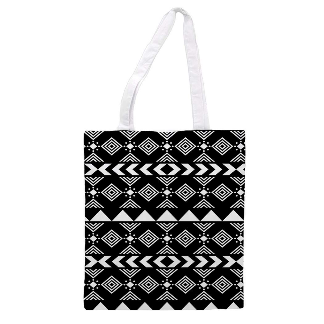 Nacnic Tote bag cloth ROMBOS BLACK AND WHITE Concentric. multipurpose shoulder strap