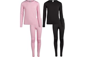 Rene Rofe Girls' Performance Thermal Underwear Set - 4 Piece Cozy Fleece Long Johns Base Layer Set for Girls (Sizes: 2T-16)