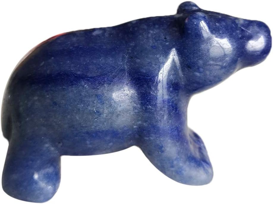 Gemgogo Blue Aventurine Bear Figurines, Natural 2 Inches Hand Carved Crystals and Healing Stone Statue Home Decoration Crafts