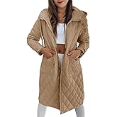 Imily Bela Womens Long Quilted Puffer Jacket Lightweight Zip Up Hooded Drawstring Winter Coats Outerwear with Pockets