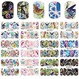 12pc/set Nail Stickers, Mosunx(TM) Butterfly Nail Art Stickers Water Transfer Decals (Multicolor)