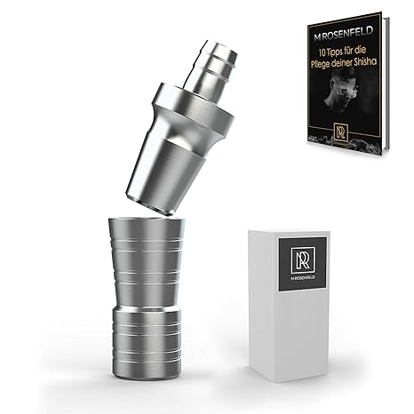 M. ROSENFELD Premium Shisha Schlauchadapter Edelstahl – V2A, 18/8 Schliff, Set 2-teilig M16x1 Gewinde | Schlauch Adapter Für 