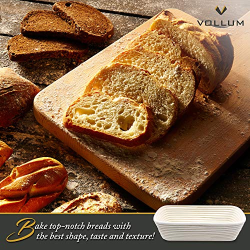 Vollum Bread Proofing Basket Banneton Baking Supplies for Beginners & Professional Bakers, Handwoven Rattan Cane Bread Maker for Artisan Breads, 12.25 x 6 x 3.5 Inch, 2-Pound Rectangular Brotform - Thumbnail 4