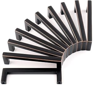 Koofizo Solid Square Bar Cabinet Handle - Oil Rubbed Bronze Furniture Pull, 3.8 Inch/96mm Screwhole Distance, 10-Pack for Kitchen Cupboard Door, Bedroom Dresser Drawer, Bathroom Wardrobe Hardware