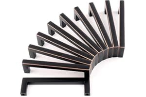 KOOFIZO Solid Square Bar Cabinet Handle - Oil Rubbed Bronze Furniture Pull, 3.8 Inch/96mm Screwhole Distance, 10-Pack for Kitchen Cupboard Door, Bedroom Dresser Drawer, Bathroom Wardrobe Hardware