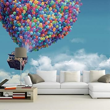 Grosse Wandbild Wohnzimmer Kinder Schlafzimmer Sofa Hintergrund Angepasst 3d Foto Tapete Blau Himmel Heisser Luft Ballon Wandbild Papier300 L 210 H Cm Wall Stickers Murals Amazon Canada
