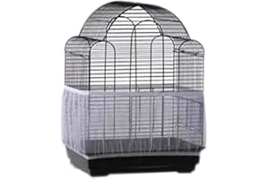 pranovo Bird Cage Seed Catcher Seeds Guard Parrot Nylon Mesh Net Cover Stretchy Shell Skirt Traps Cage Basket Soft Airy (M, White)