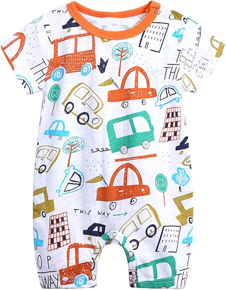 Feidoog Baby Boys and Girls' Summer Short Sleeve Pajama Cute Cartoon Romper Outfits